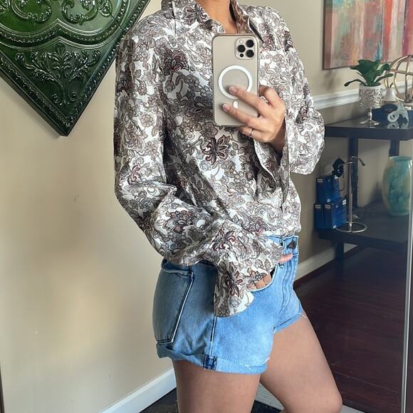 FRAME 100% Silk Ruffle Button Down Blouse NWT - Picture 3 of 8